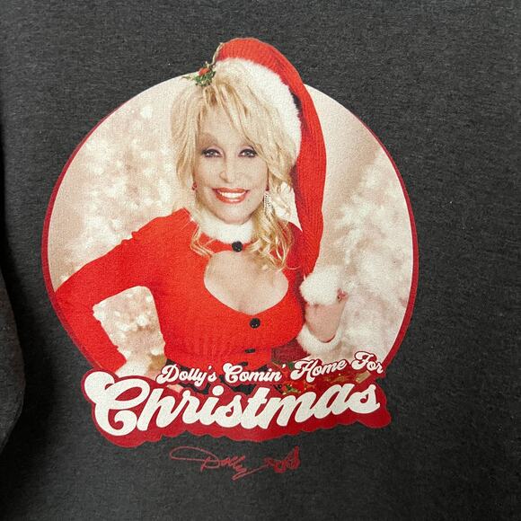 [Dolly Parton] Gray Comin' Home for Christmas Crew Neck Sweatshirt Size Large L - Picture 5 of 10